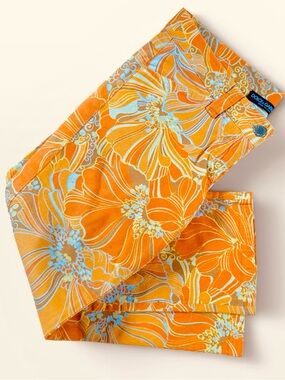 Dolce & Gabbana Orange Floral Cropped Jeans with Light Blue Accents